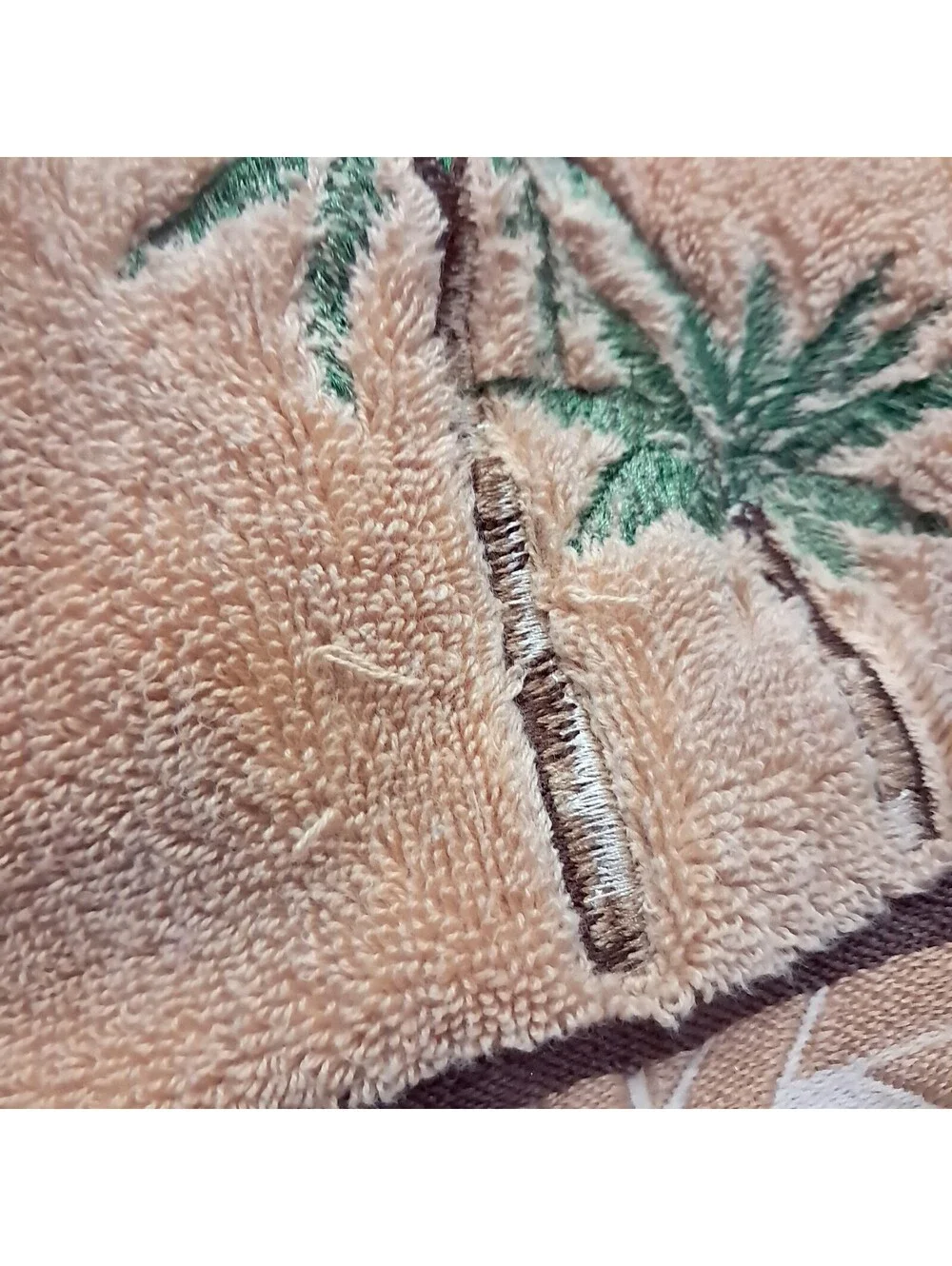 Better Homes & Gardens bath hand Towels Palm tree washcloth tan brown Embroidery
